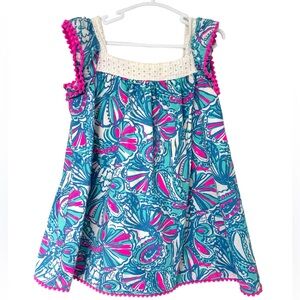 Vibrant Sleeveless Dress with Pom-Pom Trim